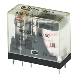 Миниатюрное промежуточное реле; 2 перекидных контакта 5А ( ~ 230В AC)