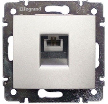 Розетка телефонная Legrand Valena RJ11 4 контакта 1 коннектор (алюминий)   770138