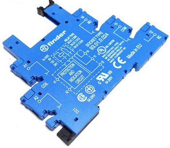 Розетка с винтовыми клеммами (с зажимной клетью) для реле 34 серии; питание 240В АС/DC; в комплекте пластиковая клипса; опции: LED