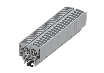 Клемма миниатюрная, CAGE CLAMP на малую DIN рейку (15), под штекер, 2-проводная, 2.5мм², сер.