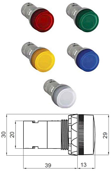 Лампа CL2-501L синяя со встроенным светодиодом 12В DC