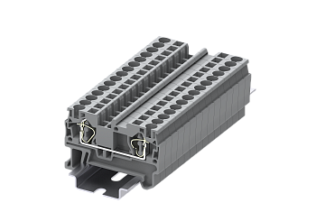 Клемма на DIN-рейку пружин. 4 мм2 2 конт. проходная серая