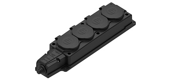 MultiSet Колодка 4х розетка 2К+З каучуковая 16А/250В IP44 Чёрная