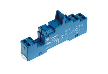 Розетка с безвинтовыми клеммами (пружинный зажим) для реле 40.51, 40.52, 40.61, 40.62; применяются модули 99.02, 86.30; в комплекте металлическая клипса 095.71; версия: синий цвет