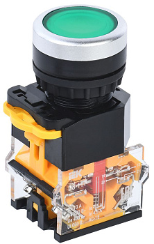 Кнопка D8-11T d=22мм 1NO+1NC с фиксацией зеленая IEK