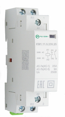Модульный контактор 1НО + 1 НЗ контакт 25А (~/= 230В AC/DC)