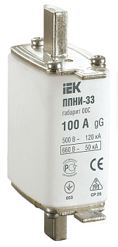 Плавкая вставка предохранителя ППНИ-33, габарит 00С, 100А