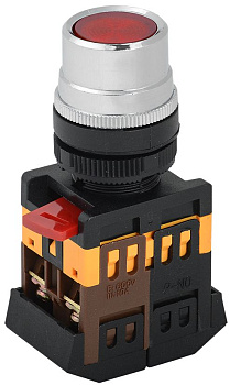 Кнопка ABLF-22 красный d22мм неон/240В 1з+1р ИЭК
