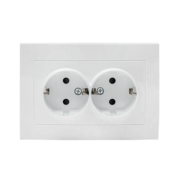 Валенсия розетка 2-местная с/з 16А белая с защ. штор. EKF PROxima