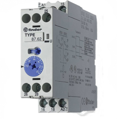 Реле врем Finder задерж на откл. с 2 перек контак (24...240)V AC/DC 5A