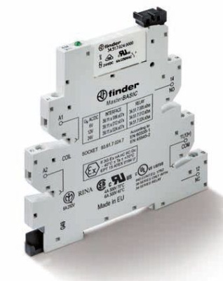 Интерфейсный модуль, электромеханическое реле, серия MasterBASIC; 1CO 6A; контакты AgNi; питание 24В AC/DC; категория защиты IP20; винтовые клеммы