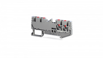 Клеммник на DIN-рейку 4-х выводной (Push-in) 2,5 мм.кв. (серый); PFT 2,5 2X2